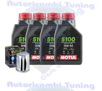 Kit Tagliando Olio Motul 5100 15W50 Filtro Per Harley Davidson XLX1000 1984>1985