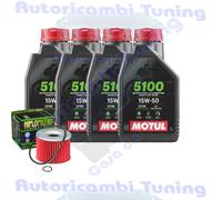 Kit Tagliando Olio Motul 5100 15W50 + Filtro Per Honda CB350 F F1 1973>1974