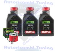 Kit Tagliando Olio Motul 5100 15W50 Filtro Per Kawasaki ZR550 Zephyr 1991>2000