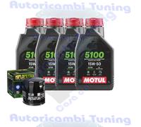 Kit Tagliando Olio Motul 5100 15W50 Filtro Per Moto Guzzi 1100 Scura 2002>2003