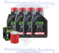 Kit Tagliando Olio Motul 5100 15W50 Filtro Per Moto Morini 1200 Granpasso 2006>