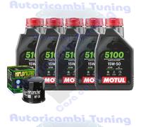 Kit Tagliando Olio Motul 5100 15W50 Filtro Per SuzukiVLR1800 Intruder2008>2013