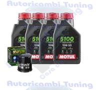 Kit Tagliando Olio Motul 5100 15W50 Filtro Per Yamaha XVZ13 TFM Royal 2003>2007
