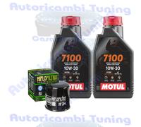 Kit Tagliando Olio Motul 7100 10W30 Per Kawasaki KVF700 Team Green2005>2006