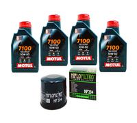 KIT TAGLIANDO OLIO MOTUL 7100 10W50 FILTRO HF204 TRIUMPH 955i Speed Tri 04MO38F1