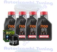Kit Tagliando Olio Motul 7100 10W60 Per Kawasaki VN750 A2-A7 Vulcan 1986>1991