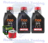 Kit Tagliando Olio Motul 7100 15W50 + Filtro Per Kawasaki ZL600 A1 A2 1986>1987