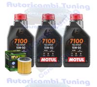 Kit Tagliando Olio Motul 7100 15W50 Hiflo Per Yamaha YFM350 Big Bear1987>1999