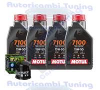 Kit Tagliando Olio Motul 7100 15W50 Per Kawasaki VN750 A2-A7 Vulcan 1986>1991