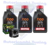 Kit Tagliando Olio Motul 7100 20W50 Filtro Per Moto Guzzi 1000 Le Mans 1984>1987