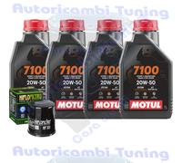 Kit Tagliando Olio Motul 7100 20W50 Filtro Per Yamaha XVZ13 CTS Royal 2008>2010