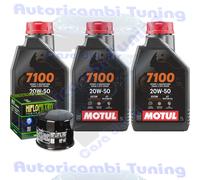 Kit Tagliando Olio Motul 7100 20W50 Filtro Per Yamaha YFM700 Grizzly Hunter2016