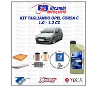 KIT TAGLIANDO OPEL CORSA C 1.0cc 12V & 1.2cc 16V - 4 FILTRI 3 LITRI OPEL 5W30