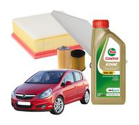 Kit Tagliando Opel Corsa D 4L Castrol Edge 5W30 C3 Filtro Aria Olio Abitacolo