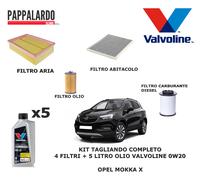 Kit Tagliando Opel Mokka X 4 FILTRI + 5L OLIO VALVOLINE 0W20 MST C5 DEXOS 2