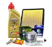 KIT TAGLIANDO PER BMW K100 RS 1983 - 1992 CON 4 LITRI OLIO CASTROL POWER 1 15W50 - 1 FILTRO OLIO HIFLO HF163 - 1 FILTRO ARIA MAHLE LX 75 - 1 FILTRO CARBURANTE UFI 3176000 - 4 CANDELE NGK DR7EA