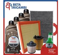 Kit Tagliando Per Citroen C4 II 1.6 BlueHdi 100 115 120 Filtri Olio 5W30 Total