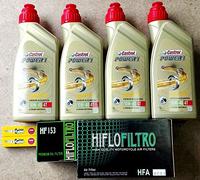 KIT TAGLIANDO PER DUCATI MONSTER 696 2008 - 2013 CON 4 LITRI DI OLIO CASTROL POWER 1 10W40, 1 FILTRO OLIO HIFLO HF153, 1 FILTRO ARIA HIFLO HF6001, 2 CANDELE NGK DCPR8E