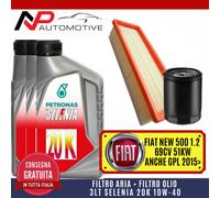 KIT TAGLIANDO PER FIAT NEW 500 1.2 69CV 51KW 2015 + 3L LITRI SELENIA 20K 10W40