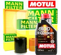 Kit Tagliando Per Peugeot 408 1.2 Hybrid 136 3 Filtri Mann + 4LT Olio Motul 0W20