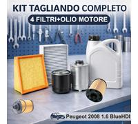 Kit Tagliando Peugeot 2008 1.6 HDI + 4 Filtri + 4 Lt Olio 5W30 Come Originale