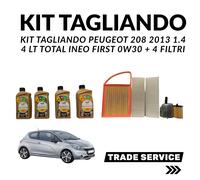 Kit Tagliando Peugeot 208 1.4 tdi 2013 4 Filtri+ 4 Lt Total Ineo First 0W30