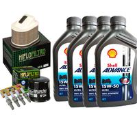 KIT TAGLIANDO SHELL ADVANCE 15W50 FILTRO OLIO ARIA CANDELE KAWASAKI Z 1000 03/06