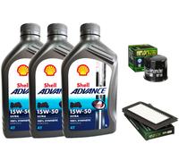Kit tagliando Shell Advance Ultra 15W50 filtro olio aria X Suzuki AN Burgman 650