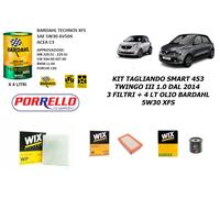 KIT TAGLIANDO SMART 453 TWINGO III 1.0 DAL 2014 3 FILTRI + OLIO BARDAHL 5W30 XFS