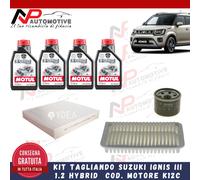 KIT TAGLIANDO SUZUKI IGNIS III 1.2 MF DAL 2016 + 4L OLIO MOTUL HYBRID 0W16 K12C