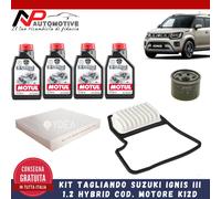 KIT TAGLIANDO SUZUKI IGNIS III 1.2 MF DAL 2020 + 4L OLIO MOTUL HYBRID 0W16 K12D
