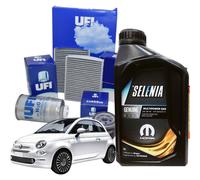 Kit Tagliando Ufi 4 Litri Olio Motore Selenia Multipower Gas 5w40 per Fiat 500