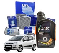 Kit Tagliando Ufi 4 litri olio motore Selenia Wr Pure Energy 5w30 per Fiat Panda