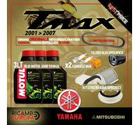 KIT TAGLIANDO YAMAHA T-MAX 500 2002 CINGHIA OLIO FILTRI CANDELE MOTUL 5000