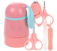 Kit Tagliaunghie 5 in 1 Rosa Forbici, Lima e Pinzette | Acciaio Inox e Plastica, per Ragazzo Ragazza e Primi Mesi, Custodia Inclusa