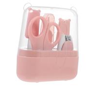 Kit Tagliaunghie per Ragazzo Ragazza Portatile Custodia Rosa | 5 Pezzi in Abs e Acciaio Inox, Limetta, Pinzetta e Pulisciorecchie, Uso Shower