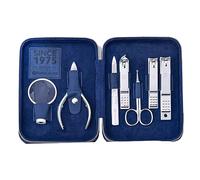 Kit Tagliaunghie Set manicure, kit tagliaunghie con lente d'ingrandimento, 6 strumenti professionali for la cura delle unghie in acciaio inossidabile, kit unghie portatile con custodia in pelle PU Str