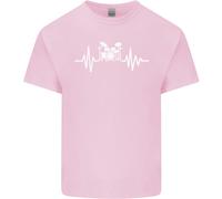 Kit Tamburo Pulse Ecg Drum Batterista Drumming Uomo Cotone T-Shirt