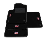 Kit Tappetini Auto compatibili con Abarth 695 Rivale 2012-2026 | Set Tappeti in Moquette, Bandiera Regno Unito, Tappeto auto su misura