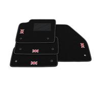 Kit Tappetini Auto compatibili con Jaguar E-Pace 2018-2025 | Set Tappeti in Moquette, Bandiera Regno Unito, Tappeto auto su misura