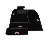 Kit Tappetini Auto compatibili con Mini Cooper R50 2001-2007 | Set Tappeti in Moquette, Bandiera Regno Unito, Tappeto auto su misura