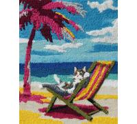 Kit Tappeto Fai Da Te Animale Gatto Dei Cartoni Animati Kit Per La Realizzazione Di Tappeti Fai Da Te Con Tela Stampata A Colori，Ricamo All'Uncinetto，Set Per Arazzo，Decorazioni Per L 60x90cm