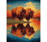 Kit Tappeto Fai Da Te Animali Da Mucca In Riva Al Fiume Kit Per La Realizzazione Di Tappeti Fai Da Te Con Tela Stampata A Colori，Ricamo All'Uncinetto，Set Per Arazzo，Decorazioni Per L 60x90cm