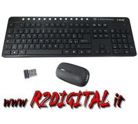 KIT TASTIERA MOUSE WIFI SENZA FILI WIRELESS MULTIMEDIALE USB PC MINI RICEVITORE
