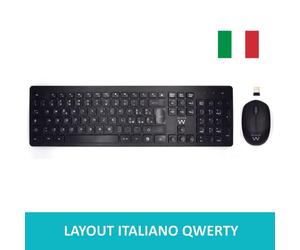 KIT TASTIERA + MOUSE WIRELESS EWENT EW3255 LAYOUT ITALIANA | NERO