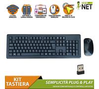 Kit Tastiera Mouse Wireless per Laptop Compatibile con Mac Windows 10 Linux