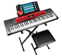 Kit tastiera pianoforte RockJam a 61 tasti con pitch bend, supporto, panca, cuffie e lezioni