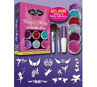 Kit tatuaggi glitterati - "Things with Wings" con 6 Glitter grandi & 12 Stencil Riutilizzabili per Tatuaggi Temporanei