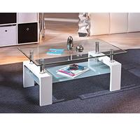 Tavolino Basso da Soggiorno Laccato Bianco e Vetro Dimensioni 100 x 60 x h45 cm.