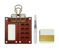 Kit tavolozza per pittura ad acquerello in miniatura a 8 griglie, set di acquerelli tascabili in legno per artisti, kit di tavolozza per acquerelli portatile con clip per pennello, album da disegno